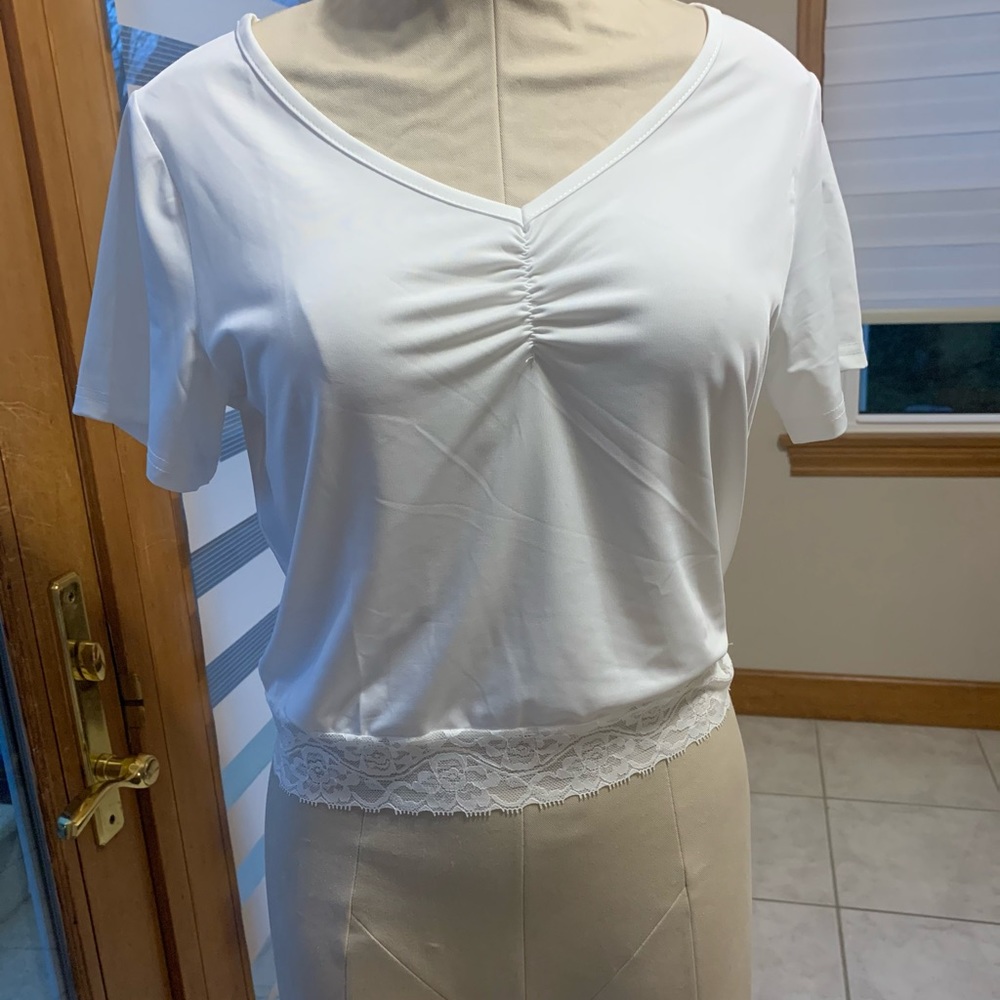 White top w/ lace at bottom